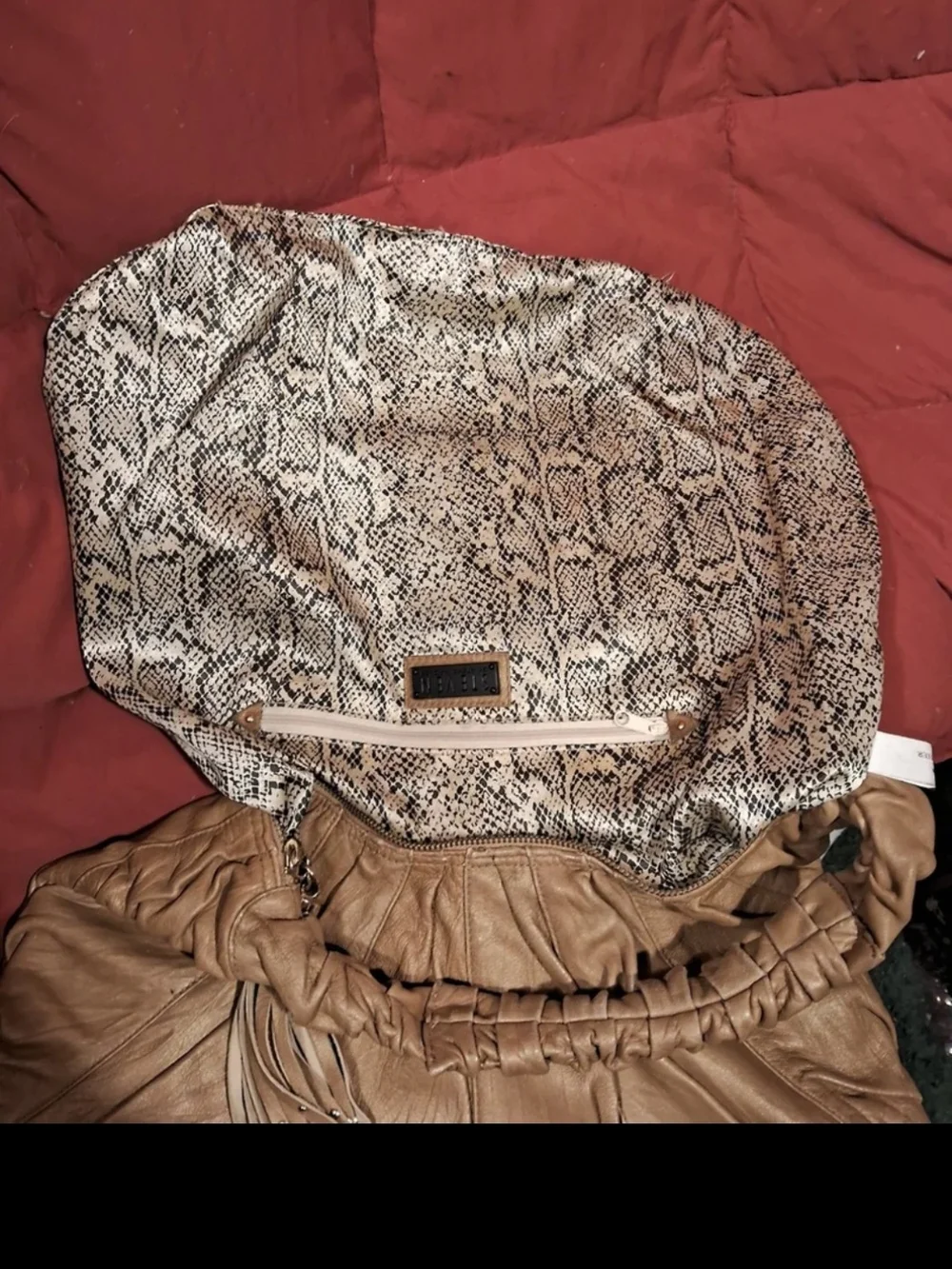 Steve Madden Taupe Ruched Hobo with Tassel